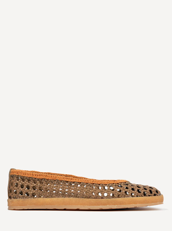 Weeve Handwoven Leather Ballet Flats Butterscotch