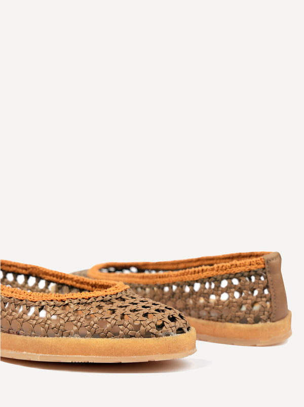Weeve Handwoven Leather Ballet Flats Butterscotch