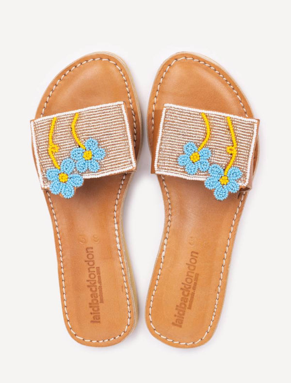 Zane LP Leather Sandal Silver/Turquoise