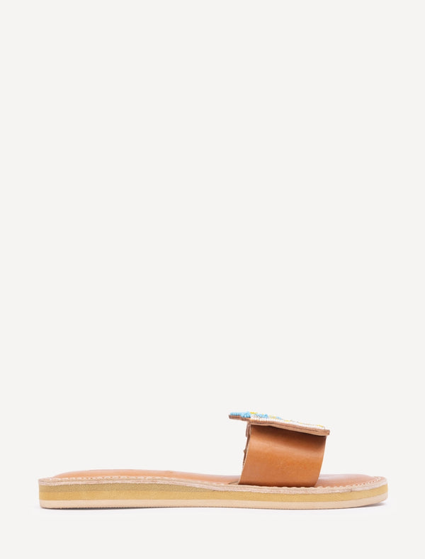 Zane LP Leather Sandal Silver/Turquoise