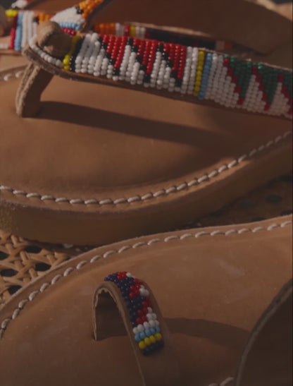 Trent Flat Leather Sandal Tribal II