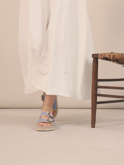 Clay Sandal Sand Suede Sky Blue Natural