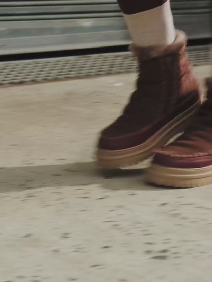 Setsu 4.0. Floral Ankle Boot Choc Suede Rosso