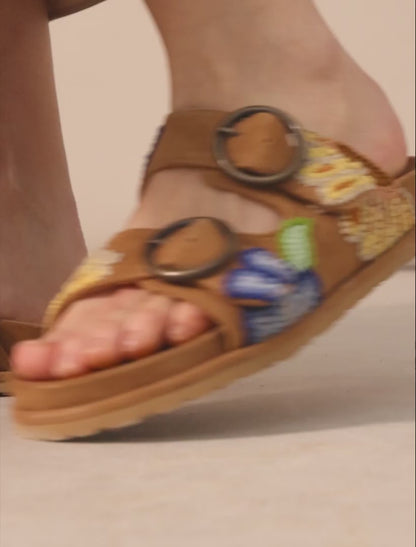 Clay French Knot Mustard Suede Multi