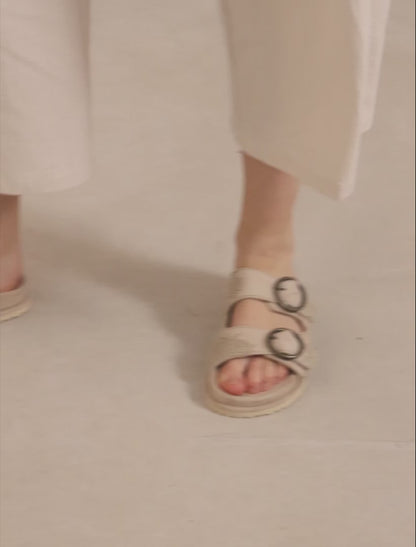 Clay French Knot Sand Suede Natural