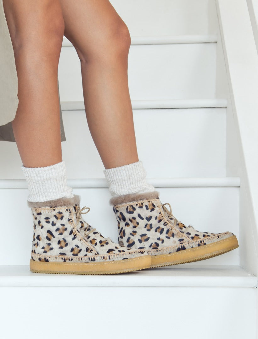 Leopard lace cheap up boots