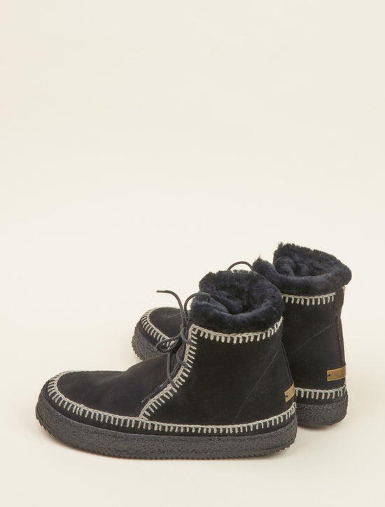 Argo Crochet Lace up Ankle Boot Black Suede – laidback london