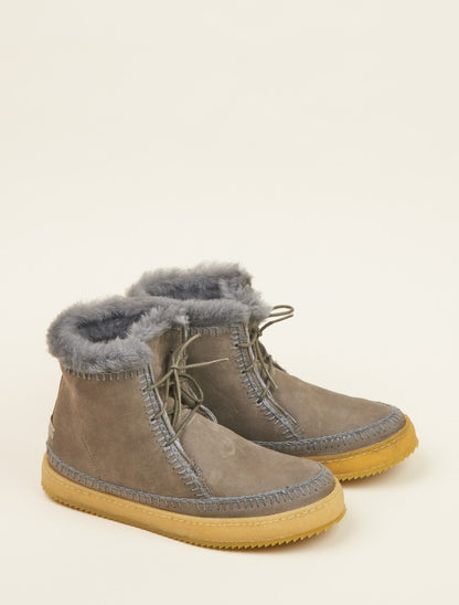 Argo Crochet Ankle Boot Light Grey Suede