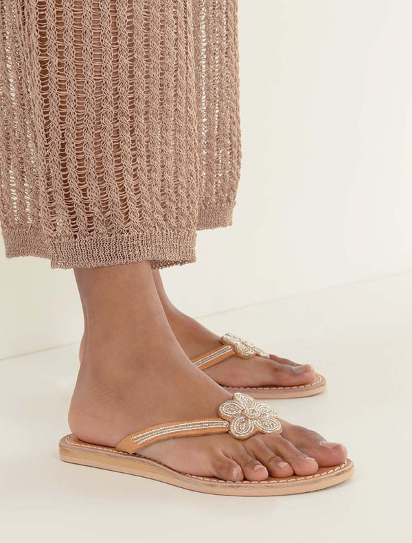 Amber Flat Light Brown Leather Silver