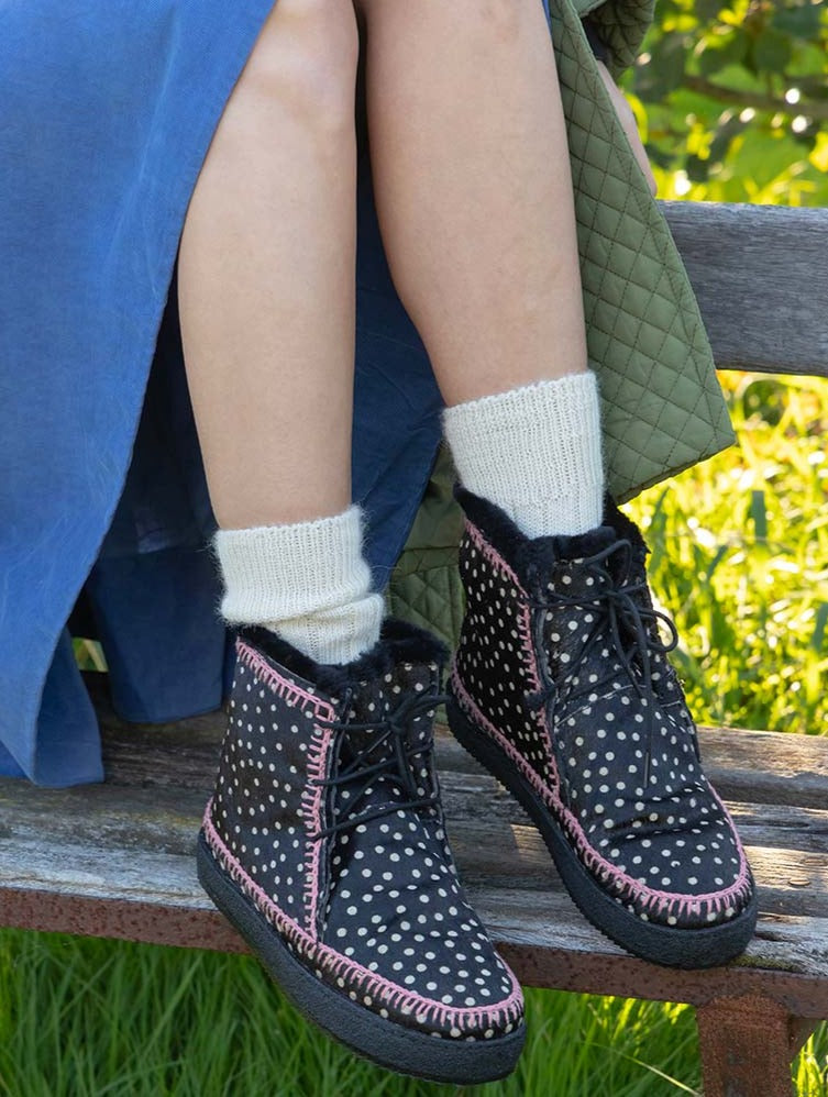 Argo Crochet Lace up Ankle Boot Black Cheetah