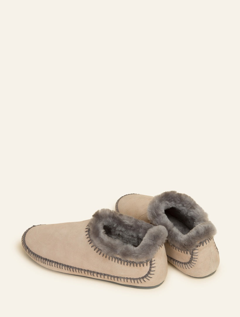 Fuyu Crochet Sheepskin Slipper Boots Sand Suede