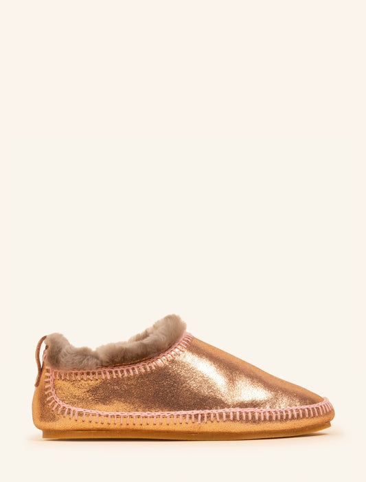 Fuyu Crochet Sheepskin Slipper Boots Copper Shimmer