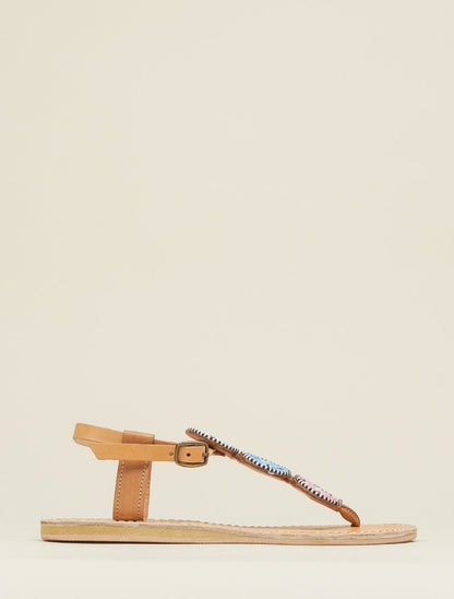 Isko Flat Leather Sandal Turquoise Mix Maasai
