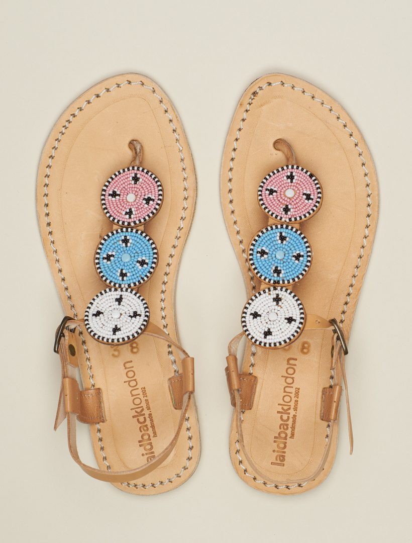 Isko Flat Leather Sandal Turquoise Mix Maasai