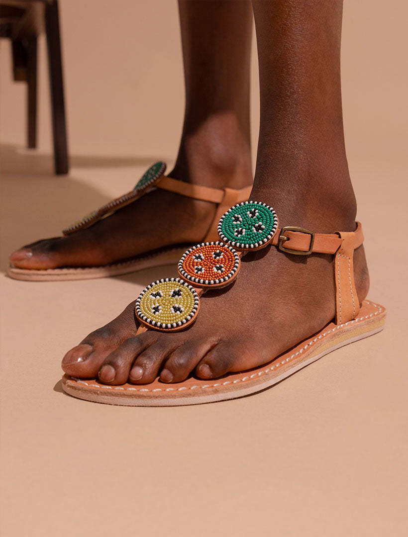 African Masai Leather Women Slippers Handmade In Kenya UK, 47% OFF