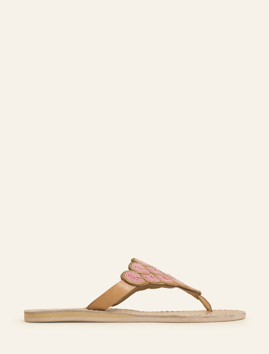 Laith Flat Leather Sandal Baby Pink