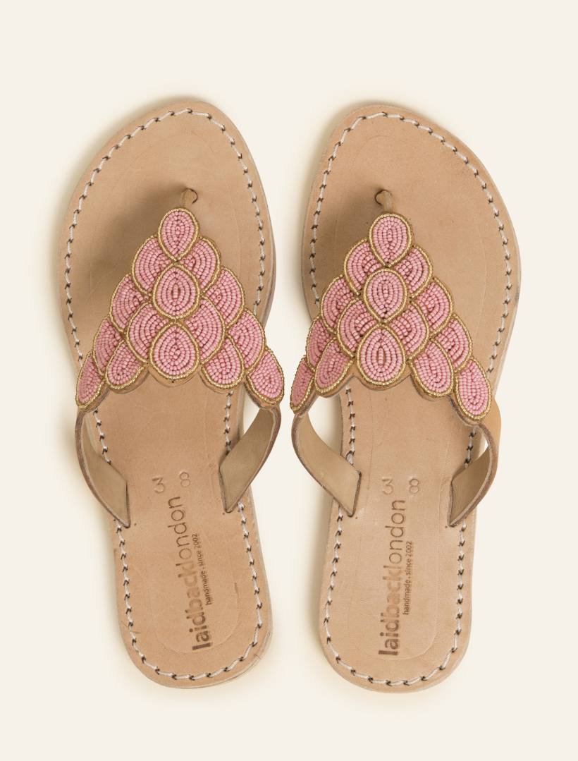 Laith Flat Leather Sandal Baby Pink