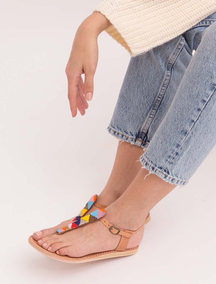 Leni Flat Leather Sandal Tribal