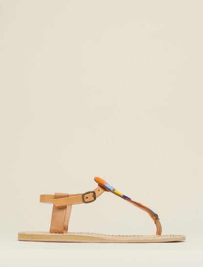 Leni Flat Leather Sandal Tribal