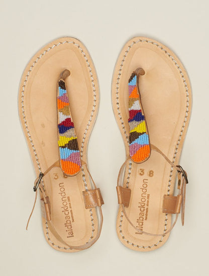 Leni Flat Leather Sandal Tribal