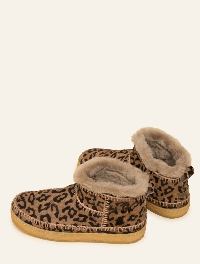 Nyuki Crochet Pull On Ankle Boot Mocha Leopard