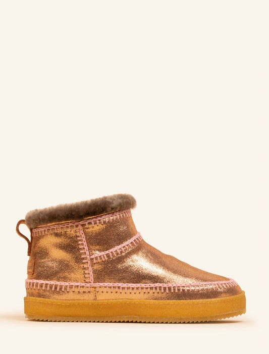 Nyuki Crochet Pull On Ankle Boot Copper Shimmer