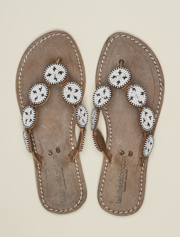 Ryker Flat Leather Sandal White Maasai