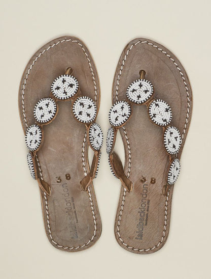 Ryker Flat Leather Sandal White Maasai