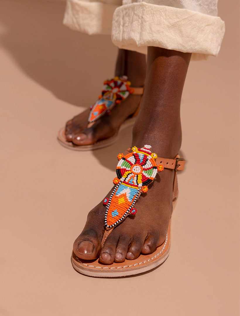 Scar Flat Leather Sandal Tribal