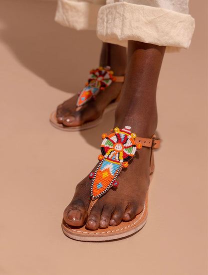 Scar Flat Leather Sandal Tribal