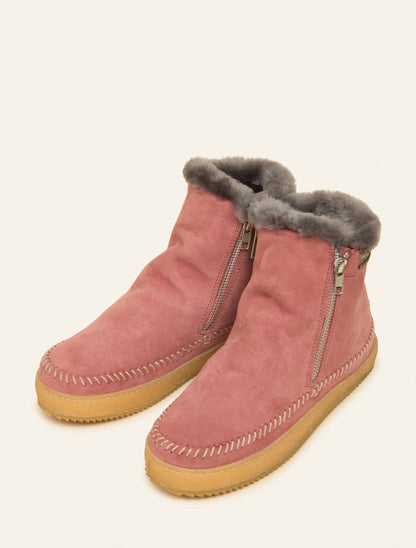 Setsu Classic Side Zip Ankle Boot Dusty Pink Suede