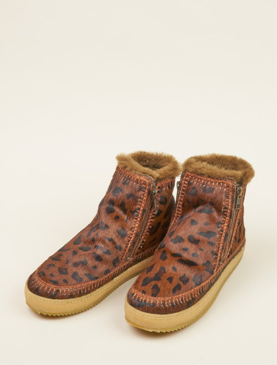 Setsu Crochet Side Zip Ankle Boot Leopard Brown – laidback london