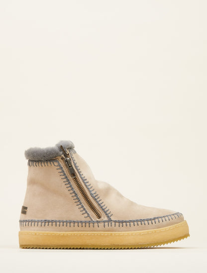 Setsu Crochet Side Zip Ankle Boot Sand Suede