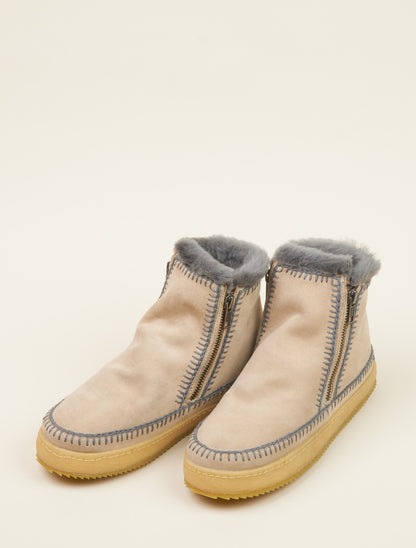 Setsu Crochet Side Zip Ankle Boot Sand Suede