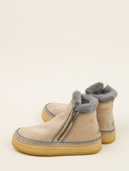 Setsu Crochet Side Zip Ankle Boot Sand Suede