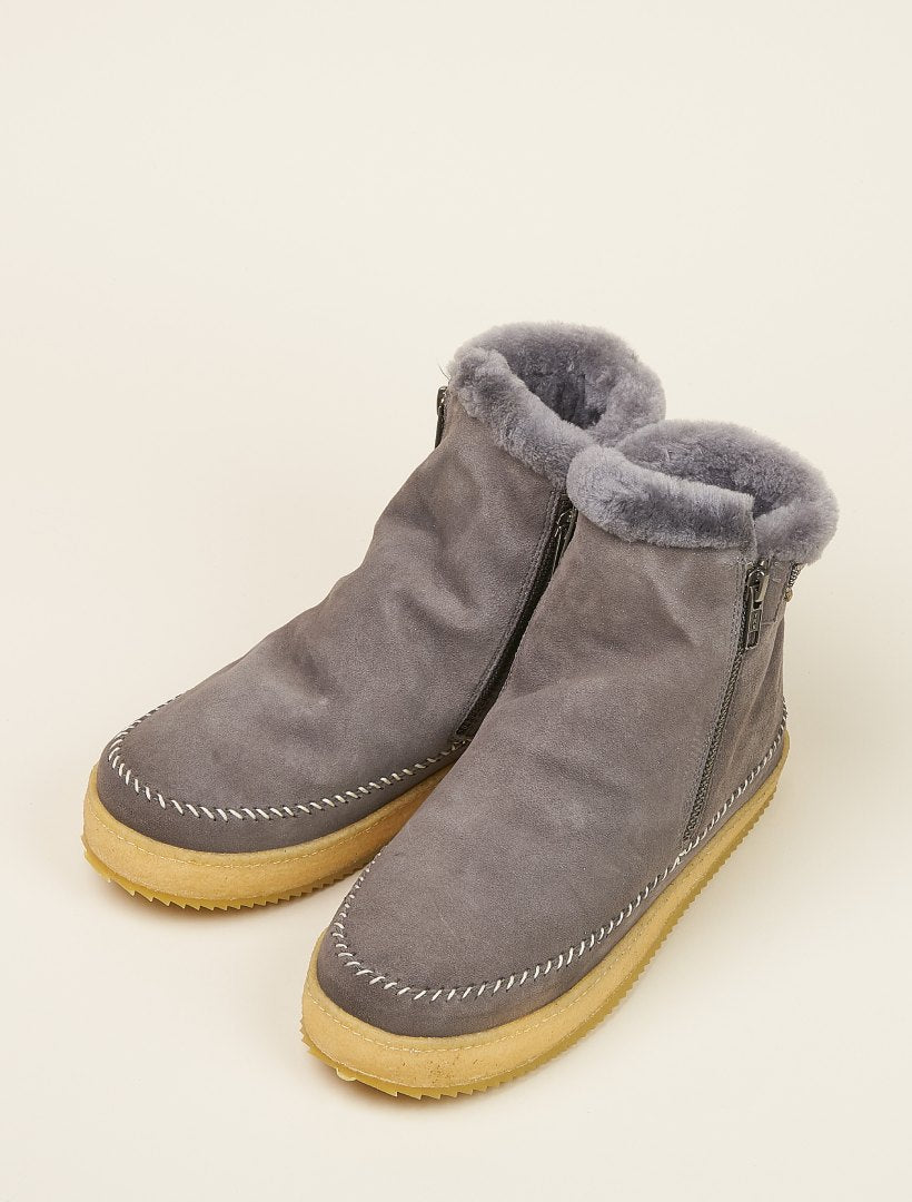 Setsu Classic Side Zip Ankle Boot Grey Suede