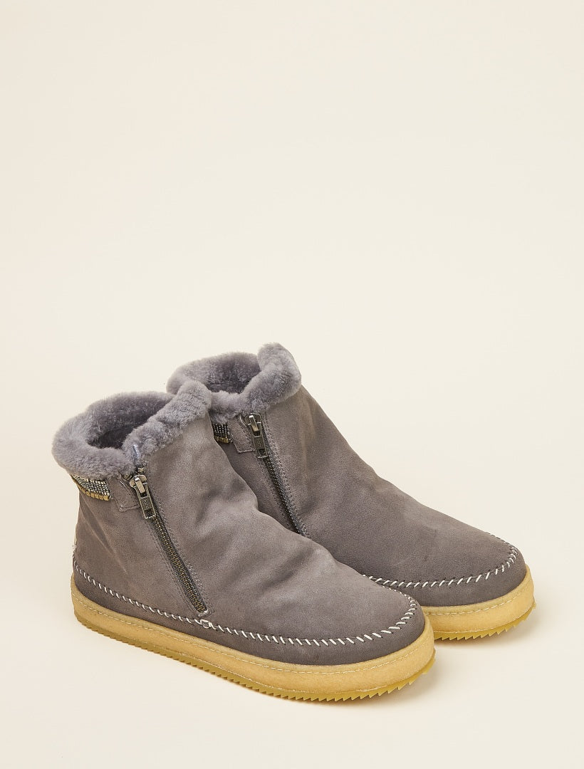 Setsu Classic Side Zip Ankle Boot Grey Suede
