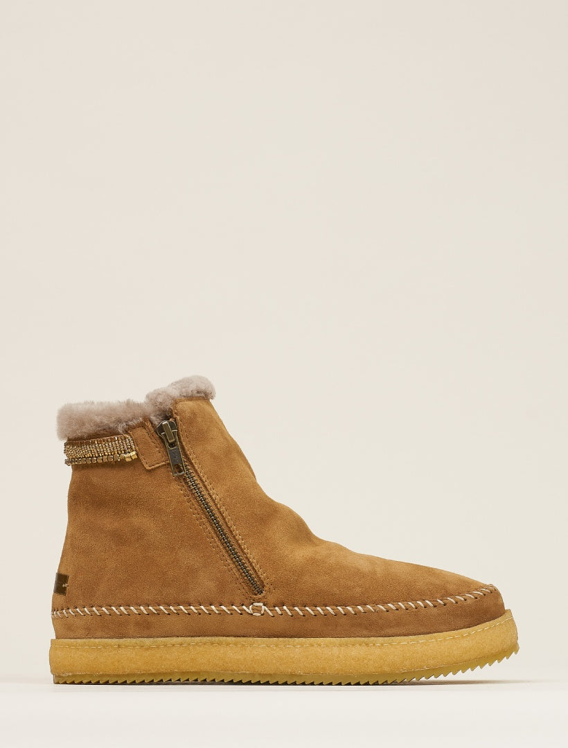 Setsu Classic Side Zip Ankle Boot Mustard Suede