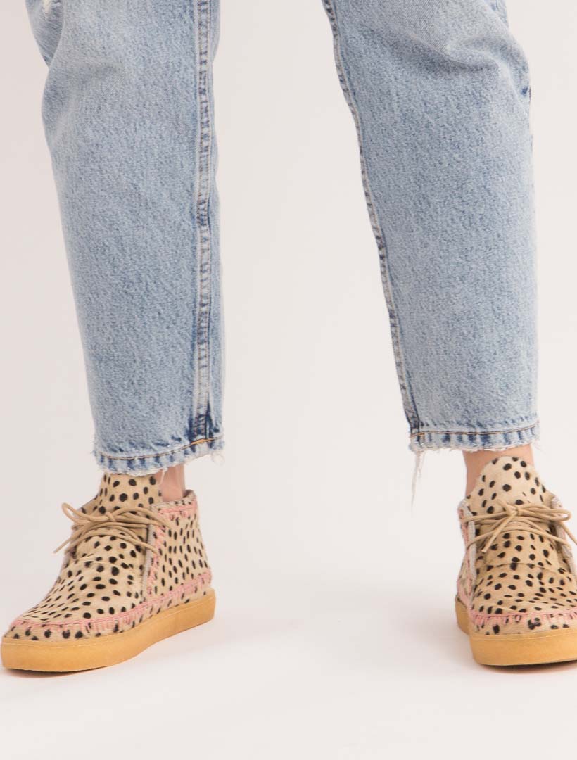 Shenje Crochet Lace up Chukka Boots Cheetah
