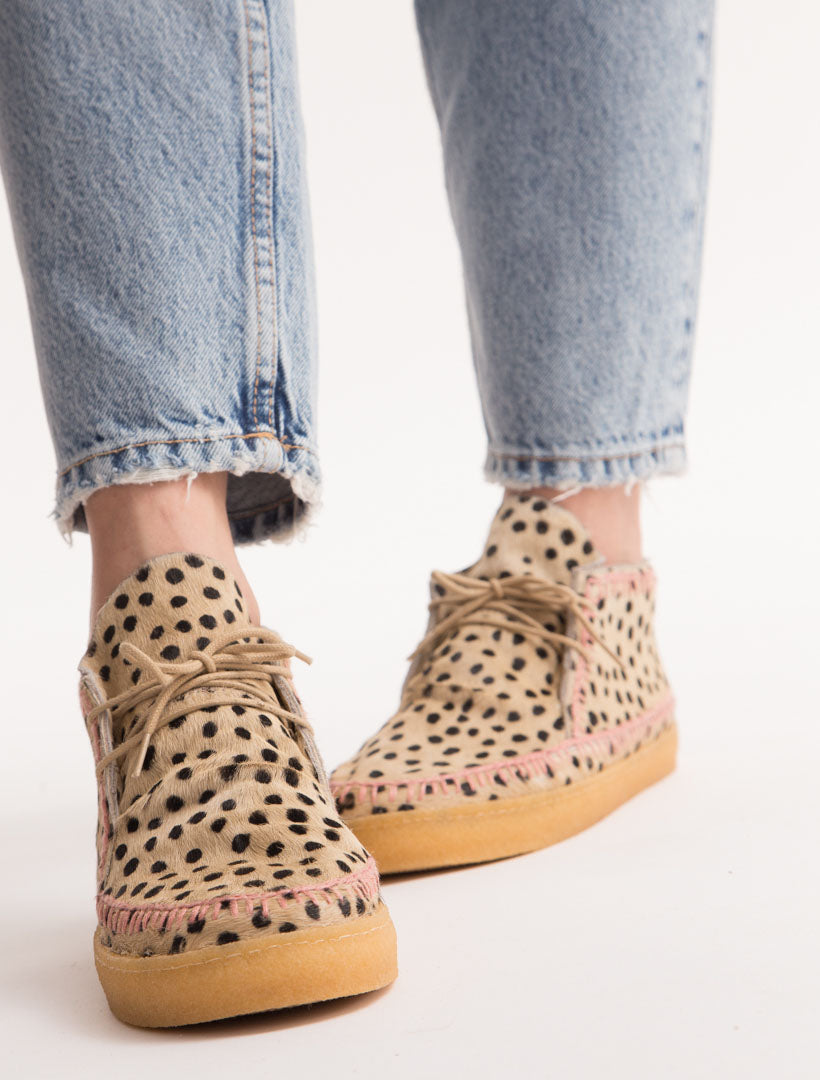 Shenje Crochet Lace up Chukka Boots Cheetah