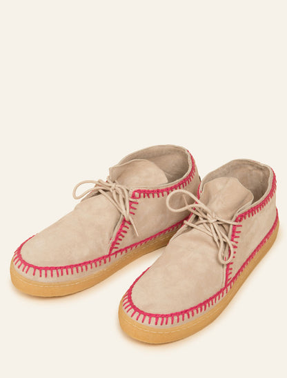 Shenje Crochet Lace up Chukka Boots Sand