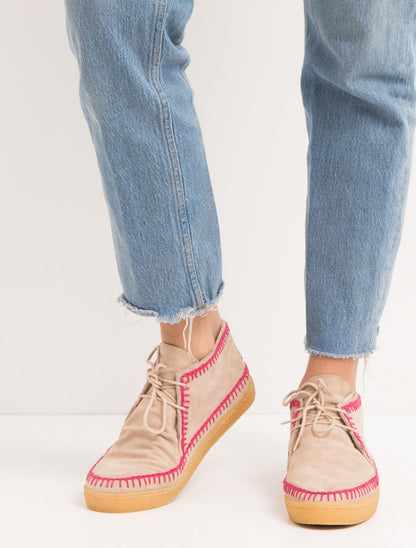 Shenje Crochet Lace up Chukka Boots Sand