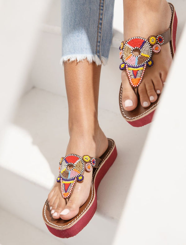 Shibli SSR Leather Sandal Red Mix