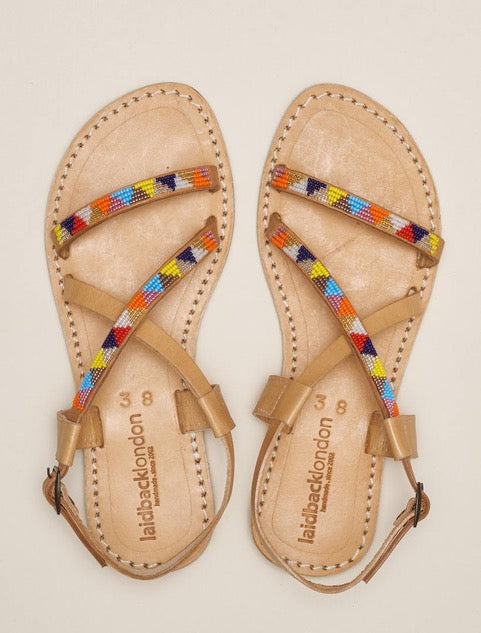 Azari Flat Leather Sandal Tribal