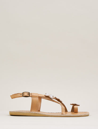 Blyth Flat Leather Sandal Snow White