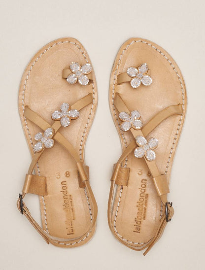 Blyth Flat Leather Sandal Snow White