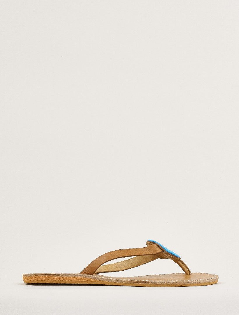 Doli Flat Leather Sandal Turquoise
