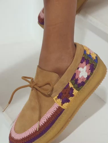 Komo Crochet Moccasin Saffron Suede