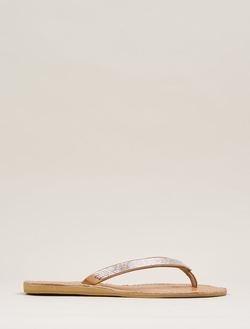Seri Flat Leather Sandal Snow White
