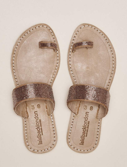 Trent Flat Toe Loop Tan Leather Sandal Silky Pink